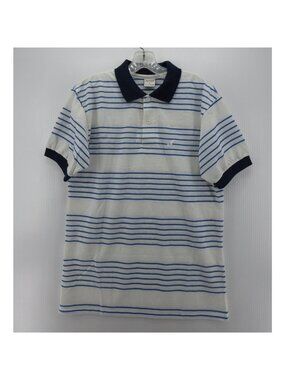 VINTAGE Jantzen Polo Shirt Medium White Pullover Striped Preppy USA 90s
